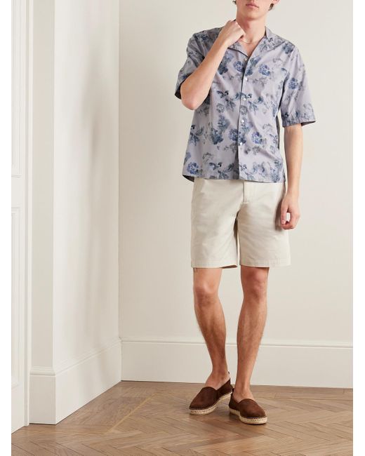Club Monaco Natural Maddox Straight-leg Cotton-blend Twill Shorts for men
