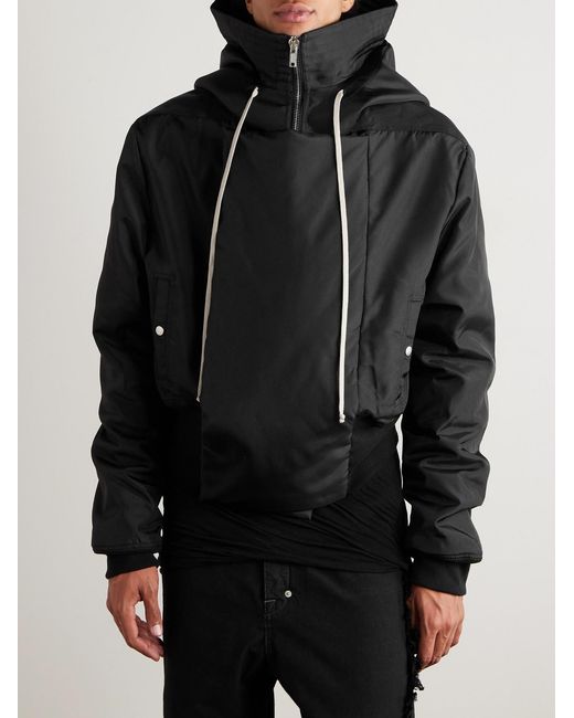 Rick Owens Black Alice Cropped Padded Nylon-Canvas Hooded Bomber Jacket for men