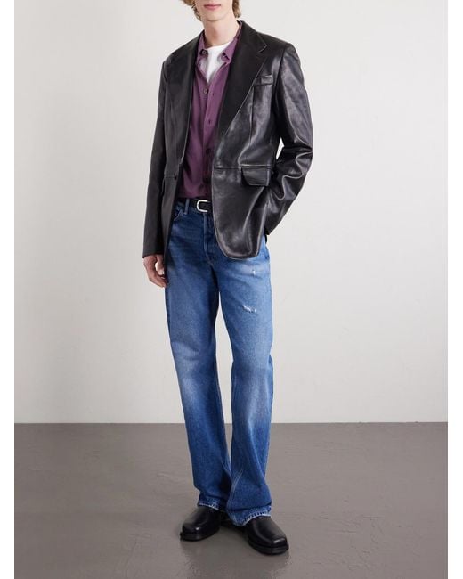 Acne Black Leather Jacket for men
