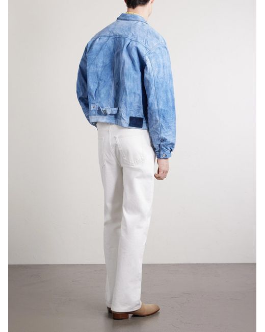 Visvim Blue 102X Cropped Leather Jacket for men