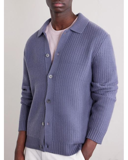 Mr P. Blue Textured Wool And Cashmere-Blend Overshirt for men