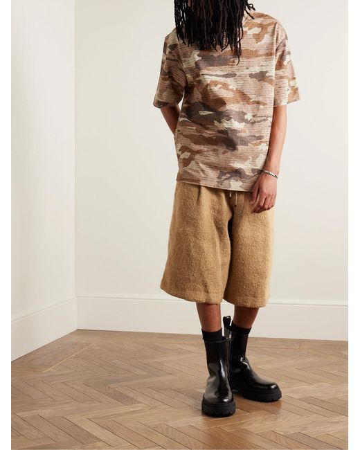 Acne Brown Extorr Crystal-Embellished Camouflage-Print Cotton-Jersey T-Shirt for men