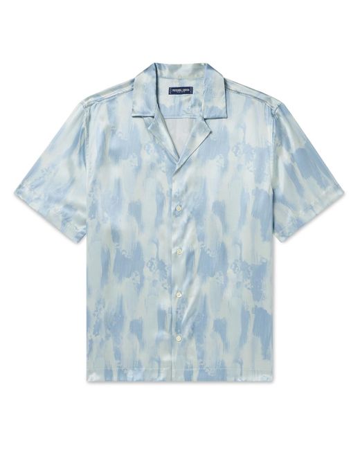 Frescobol Carioca Blue Roberto Camp-collar Printed Silk-satin Shirt for men