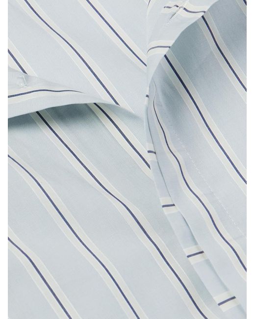 Paul Smith Blue Grandad-collar Striped Cotton-poplin Shirt for men