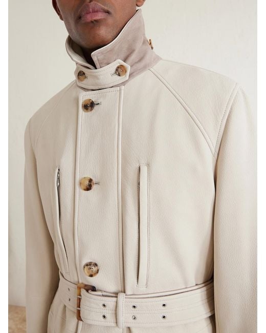 Brunello Cucinelli Natural Belted Leather Jacket for men