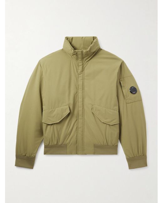 C P Company Green Logo-appliquéd Padded Pro-tek Bomber Jacket for men
