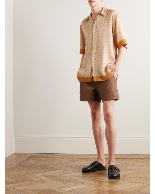 Dries Van Noten Brown Slim-Fit Denim Shorts for men