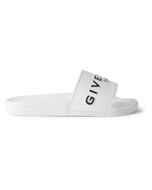 Givenchy White Logo-embossed Rubber Slides for men
