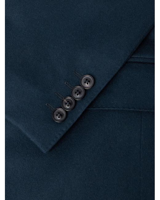 Canali Blue Double-Breasted Brushed Wool And Cashmere-Blend Blazer for men