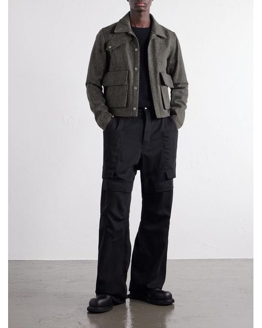Rick Owens Gray Tower Alice Mélange Wool Bomber Jacket for men