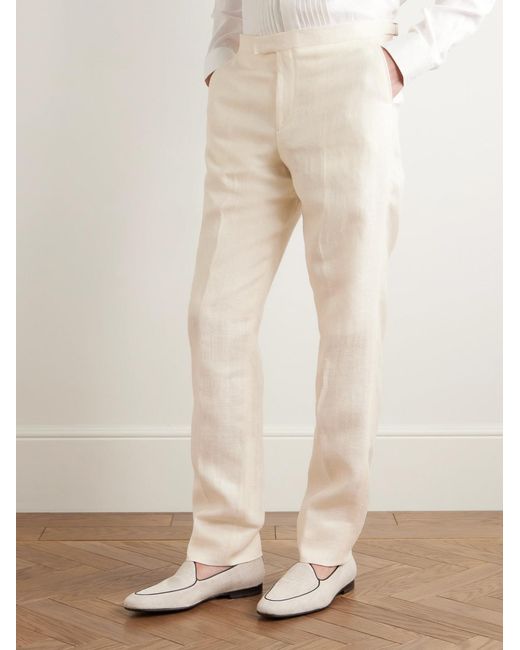 Favourbrook Natural Slim-Fit Herringbone Linen And Silk-Blend Suit Trousers for men