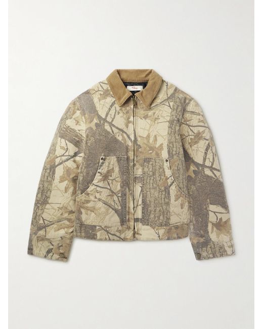 CHERRY LA Natural Mossy Oak Corduroy-Trimmed Printed Cotton-Canvas Jacket for men