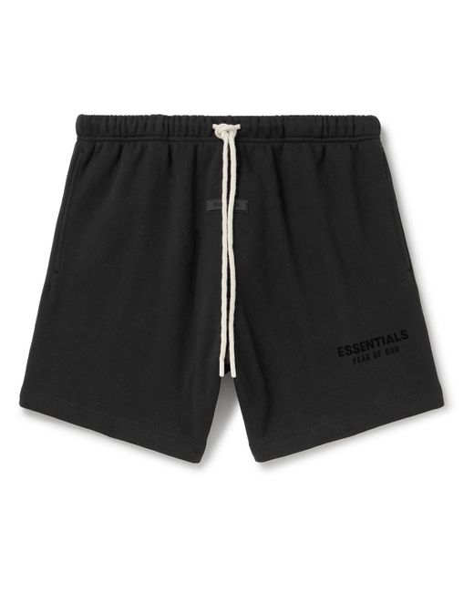 Fear Of God Black Straight-leg Logo-appliquéd Cotton-blend Jersey Drawstring Shorts for men