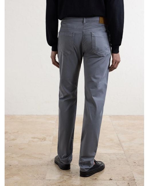 Slowear Gray Slim-fit Stretch Cotton-blend Gabardine Trousers for men