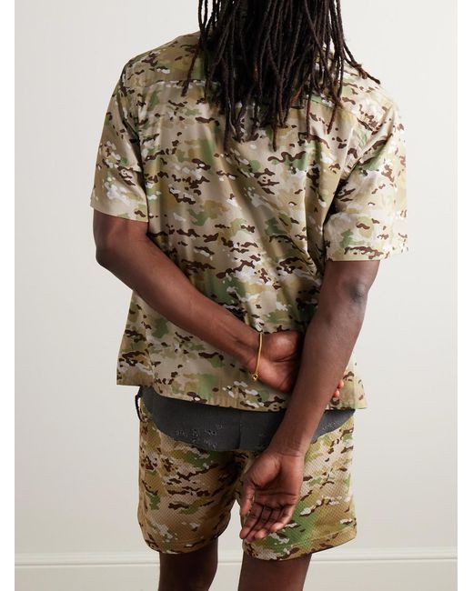 John Elliott Green Convertible-collar Camouflage-print Cotton-blend Shirt for men