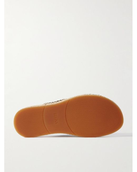 Zegna Brown Panarea Leather Sandals for men