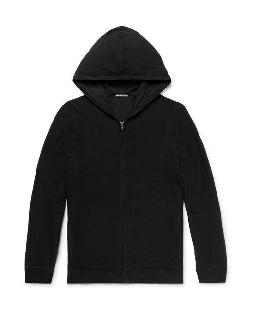 James Perse Black Waffle-knit Cotton Zip-up Hoodie for men