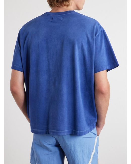 CHERRY LA Blue Paint-Splattered Cotton-Jersey T-Shirt for men