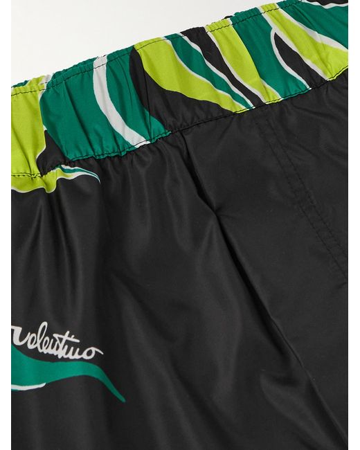 Valentino Garavani Green Sunsurf Straight-Leg Mid-Length Printed Swim Shorts for men