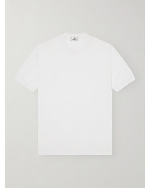 Altea White Linen And Cotton-blend T-shirt for men