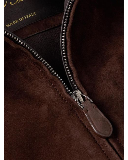 Loro Piana Brown Kane Rain System Suede Bomber Jacket for men