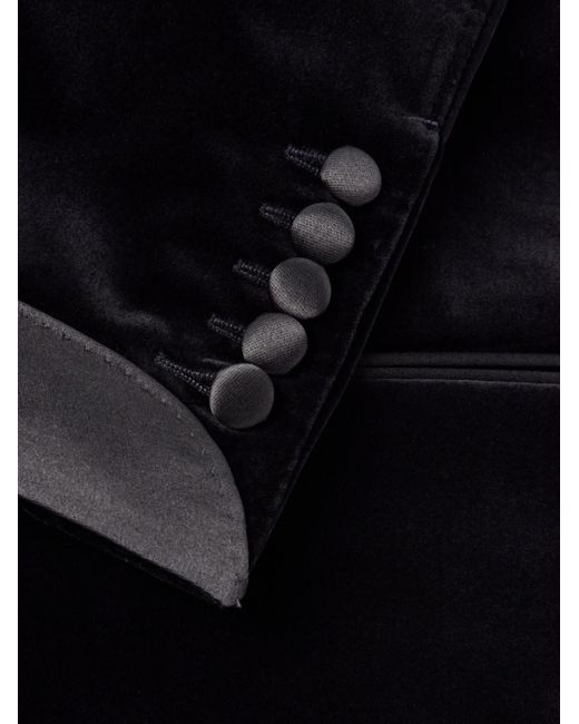 Tom Ford Black Slim-Fit Satin-Trimmed Cotton-Velvet Jacket for men
