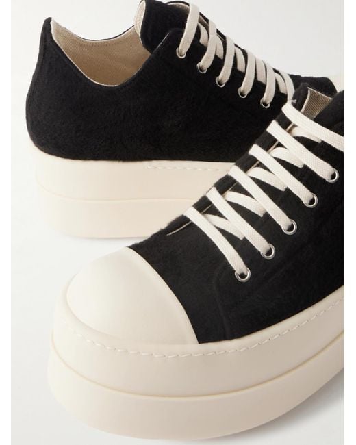 Rick Owens Black Double Bumper Platform Brushed-Cotton Sneakers for men