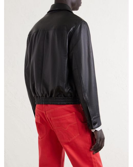 Versace Black Leather Blouson Jacket for men