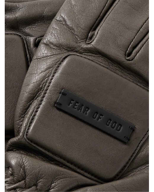 Fear Of God Black Logo-appliquéd Padded Leather Gloves for men