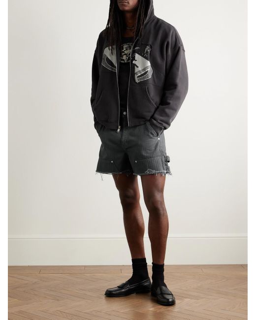 Enfants Riches Deprimes Schmal geschnittene Jeansshorts mit Fischgratmuster in Distressed-Optik in Gray für Herren