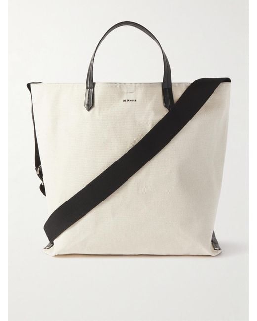 Jil Sander Natural Leather-trimmed Canvas Tote Bag for men