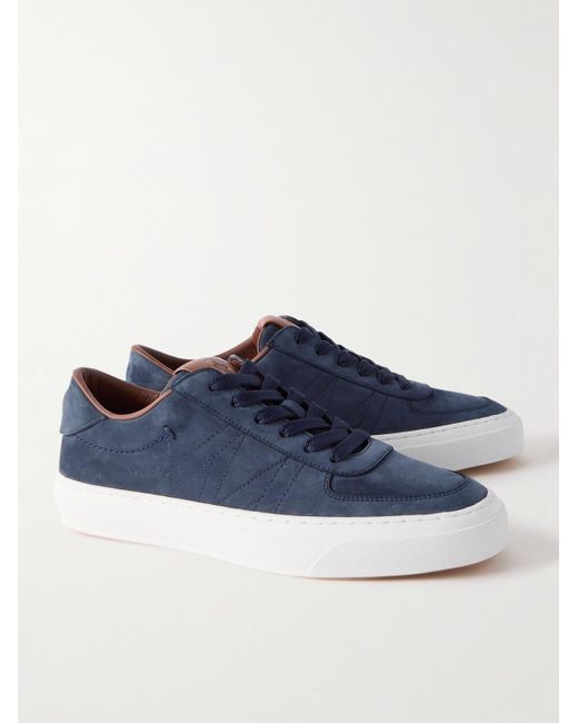 Moncler Blue Monclub Embroidered Suede Sneakers for men