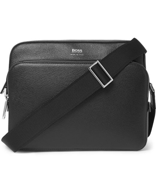 BOSS by HUGO BOSS Cross-grain Leather Messenger Bag in Black for Men | Lyst  Canada
