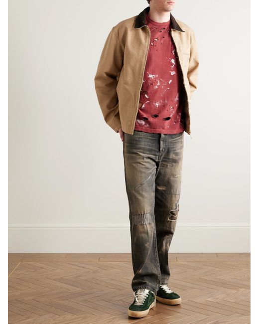 Neighborhood Savage Distressed Paint-Splattered Cotton-Jersey T-Shirt for men