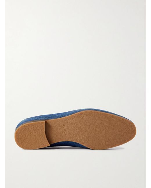 Gucci Paride Loafers aus Denim mit Lederbesatz und "Horsebit"-Detail in Blue für Herren