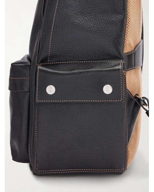 Brunello Cucinelli Black Full-Grain Leather Backpack for men