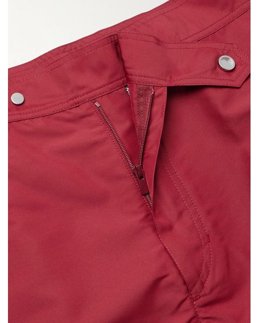 Brunello Cucinelli Red Straight-Leg Mid-Length Logo-Print Swim Shorts for men