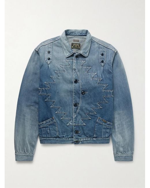 Kapital Blue Thunderbird Panelled Denim Blouson Jacket for men