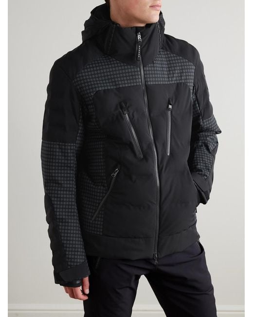 Bogner Black Fionn2-T Panelled Quilted Hooded Ski Jacket for men