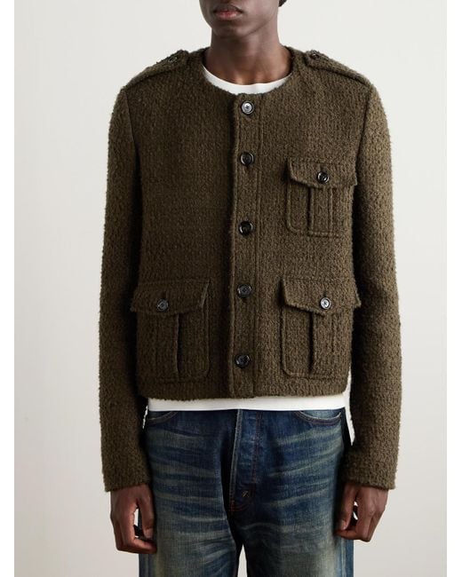 Céline Green Cashmere-Blend Bouclé Jacket for men