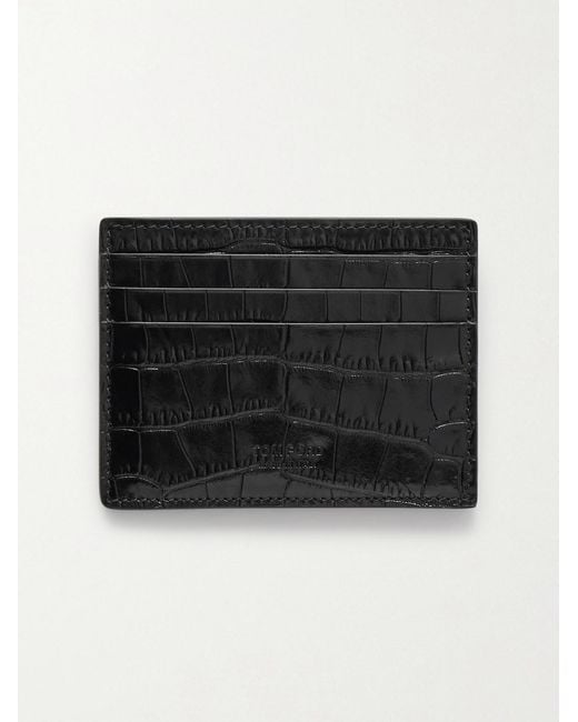 Tom Ford Black Croc-Effect Leather Cardholder for men