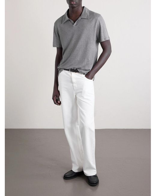 Officine Generale Gray Simon Linen Polo Shirt for men