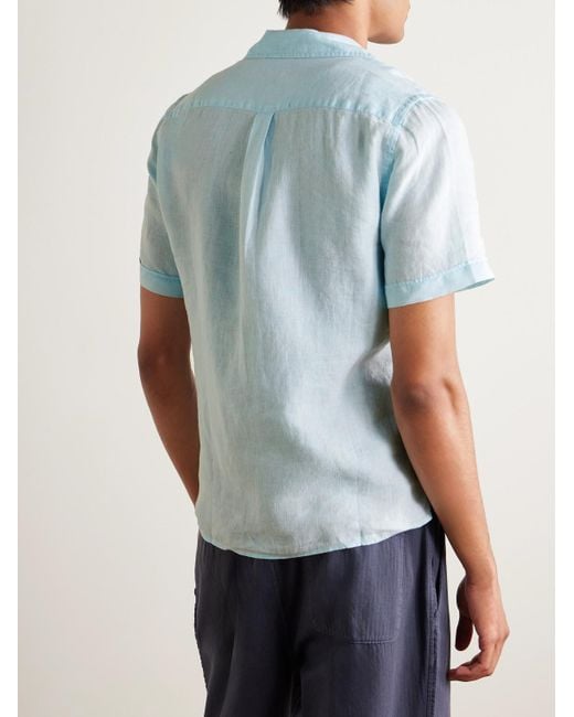Vilebrequin Blue Charli Camp-Collar Linen Shirt for men