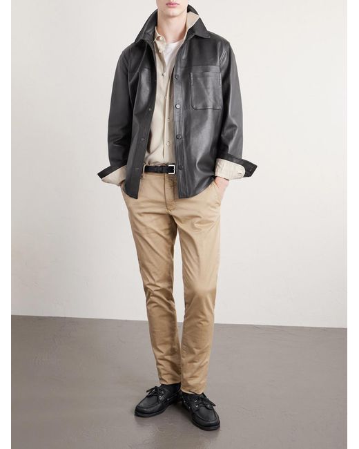 Slowear Gray Leather Overshirt for men