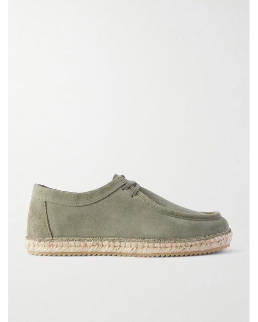 Frescobol Carioca Green Rodolfo Jute-Trimmed Suede Derby Shoes for men