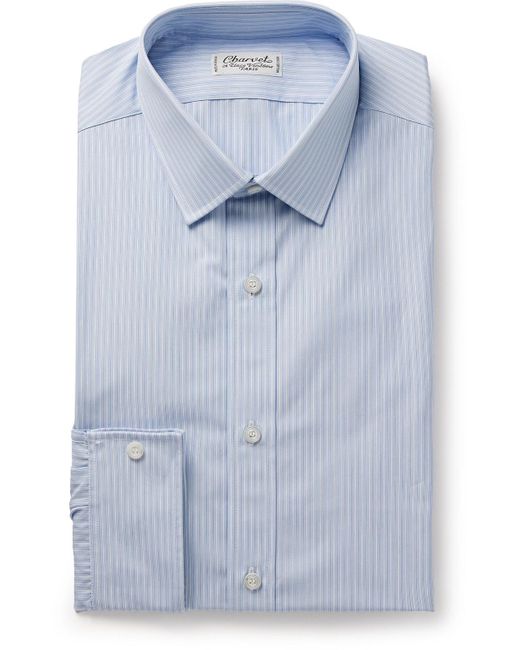 Charvet Blue Striped Cotton-poplin Shirt for men