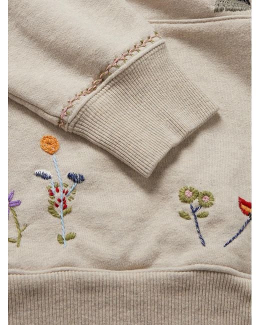 Kapital Natural Embroidered Cotton-Jersey Hoodie for men
