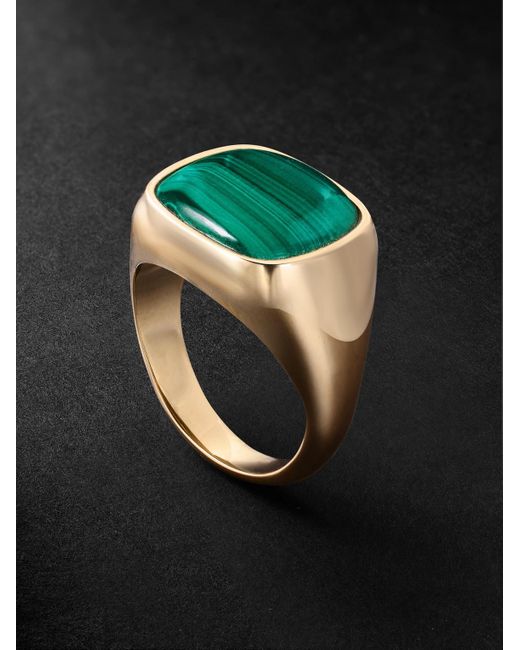 Jacquie Aiche Green 14-karat Gold Malachite Signet Ring for men