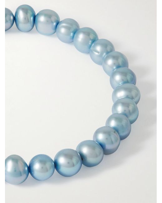 Hatton Labs Blue Silver Freshwater Pearl Bracelet for men