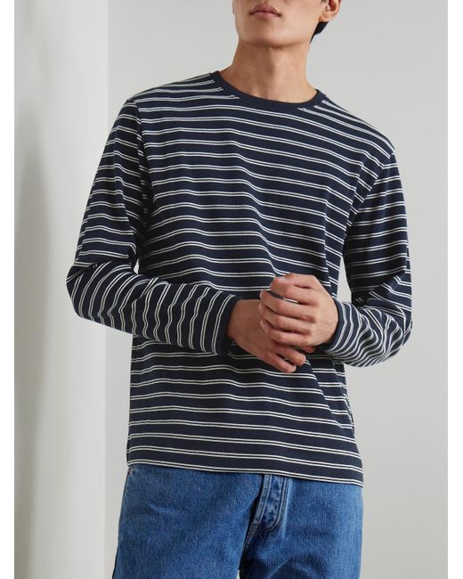 Mr P. Blue Striped Cotton-jersey T-shirt for men